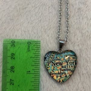 New York City heart map necklace